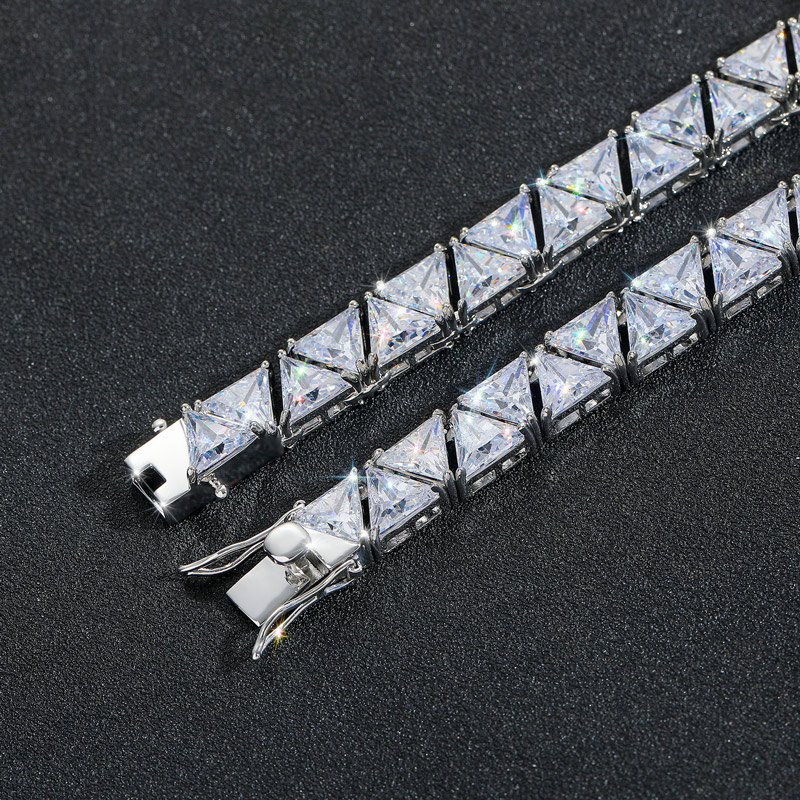 Iced Out Out 9mm Triangle Tennis Chain Gold With Street Luxury Shine - Image 4