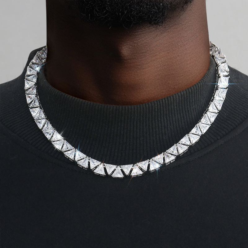 Iced Out Out 9mm Triangle Tennis Chain Gold With Street Luxury Shine