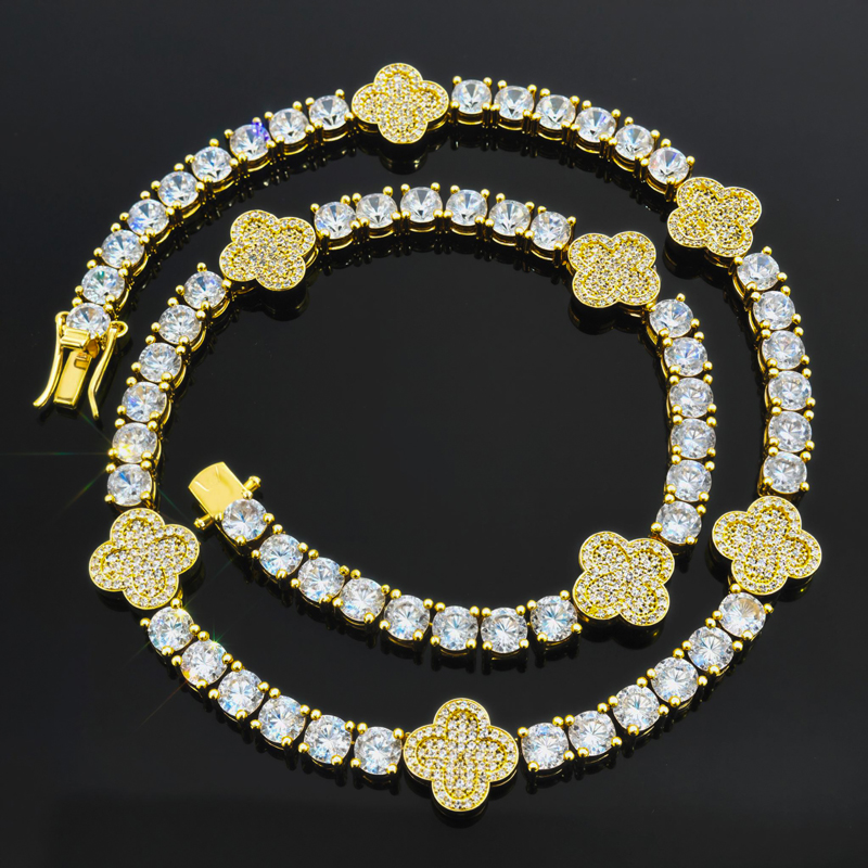 Full Iced Out Four Leaf Clover 5mm Tennis Chain With Street Luxury Shine - Image 5