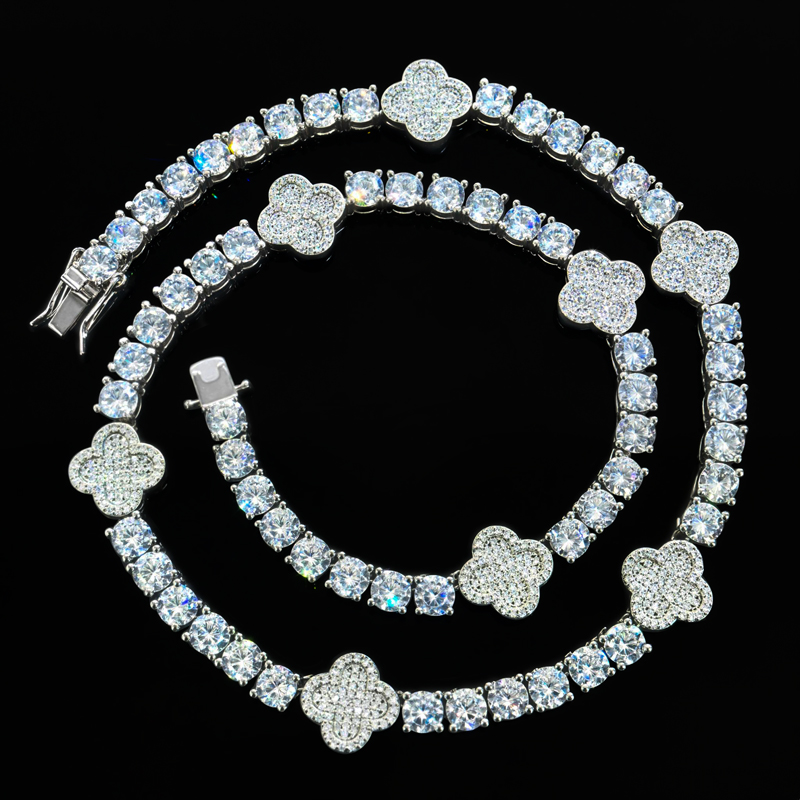 Full Iced Out Four Leaf Clover 5mm Tennis Chain With Street Luxury Shine - Image 6