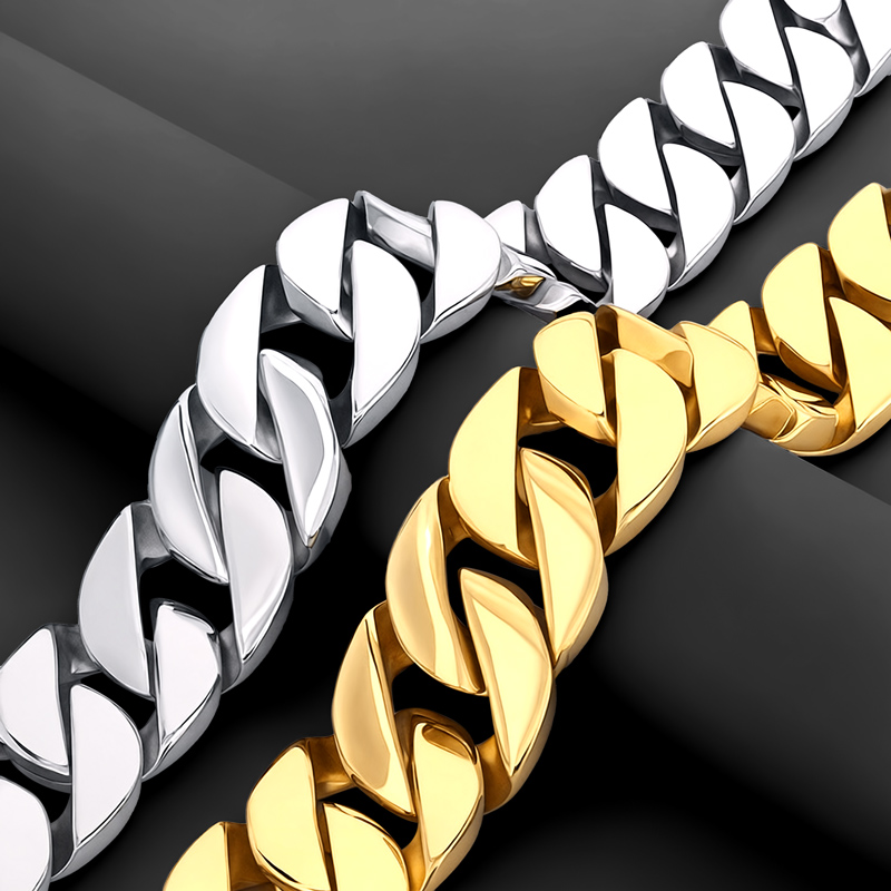 32mm 316l Stainless Steel Cuban Chain Silver With Street Luxury Shine - Image 3