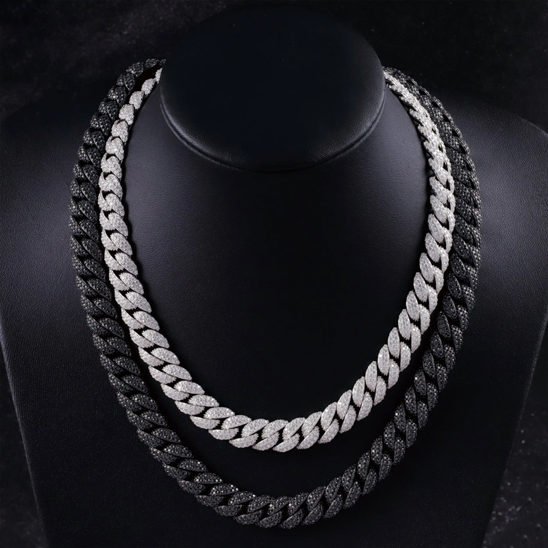 Bold 13mm 925s & Vvs Moissanite Black Prong Cuban Link Chain With Big Clasp - Image 5