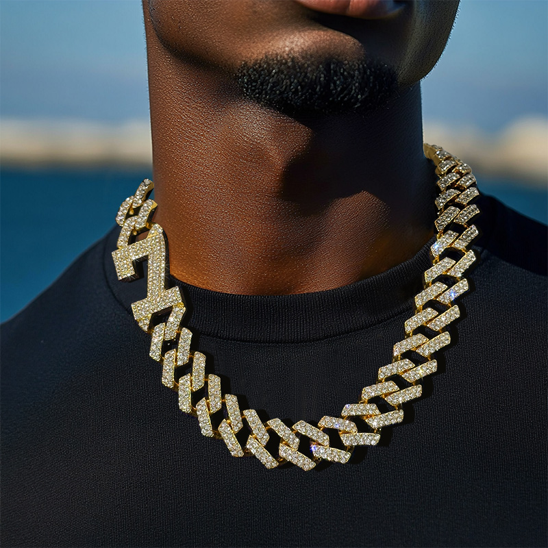 Iced Out 18mm 20 Number Cuban Chain Gold With Street Luxury Shine
