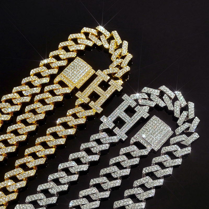 Iced Out 18mm 20 Initial Letter Cuban Chain Gold With Street Luxury Shine - Image 6