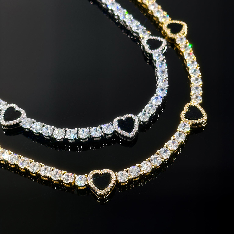4mm Black Heart Tennis Chain Iced Out With Bold Statement Appeal - Image 6