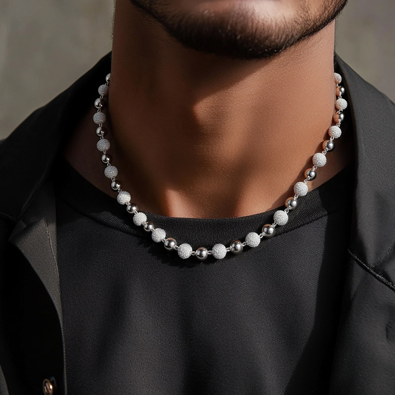 6mm/8mm Iced Out Beads Chain Gold With Street Luxury Shine - Image 5