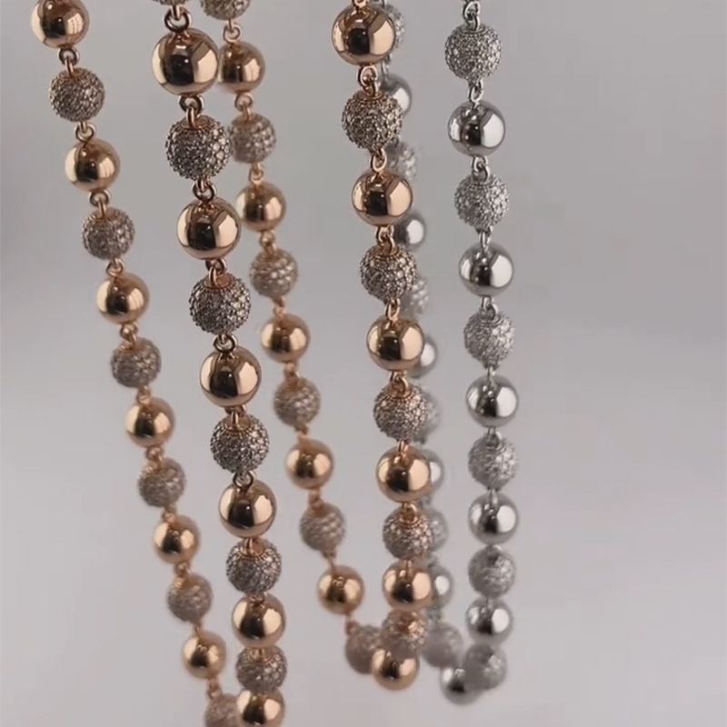 6mm/8mm Iced Out Beads Chain Gold With Street Luxury Shine - Image 6