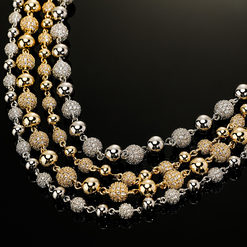 6mm/8mm Iced Out Beads Chain Gold With Street Luxury Shine - Image 9