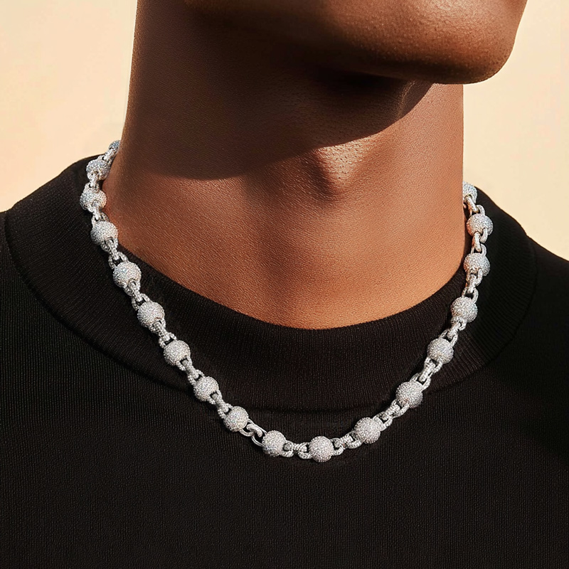 10mm Micro Paved Iced Out Out Beads Chain Gold With Street Luxury Shine