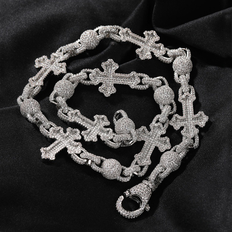Iced Out Out Beads Cross Chain Gold With Street Luxury Shine - Image 4
