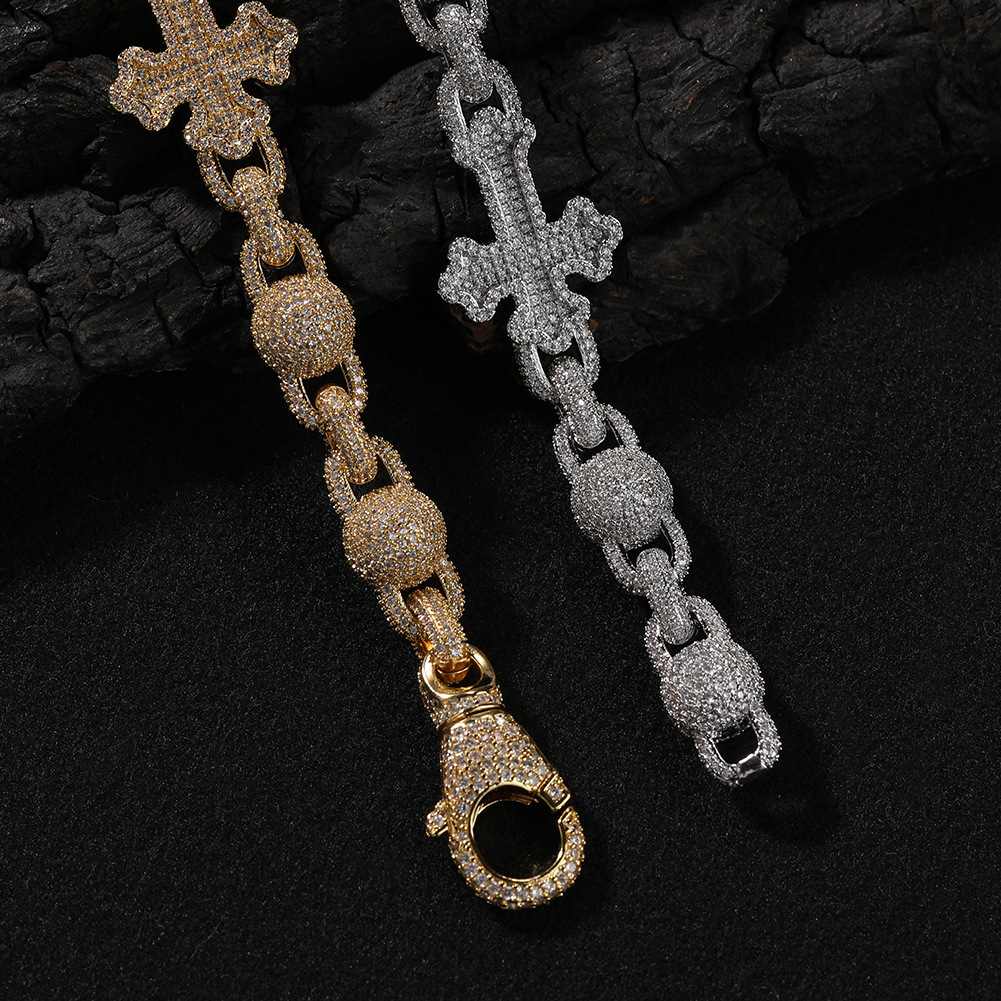 Iced Out Out Beads Cross Chain Gold With Street Luxury Shine - Image 7