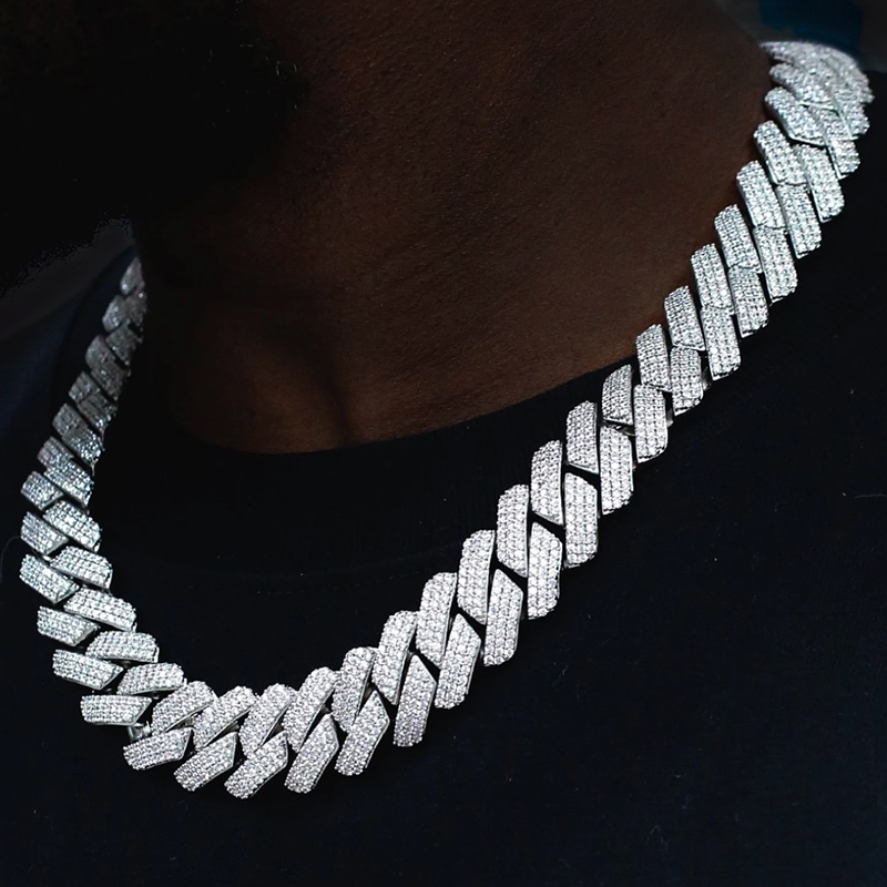 Iced Out Out 20mm 3-row Handset Cuban Chain Gold With Street Luxury Shine - Image 4