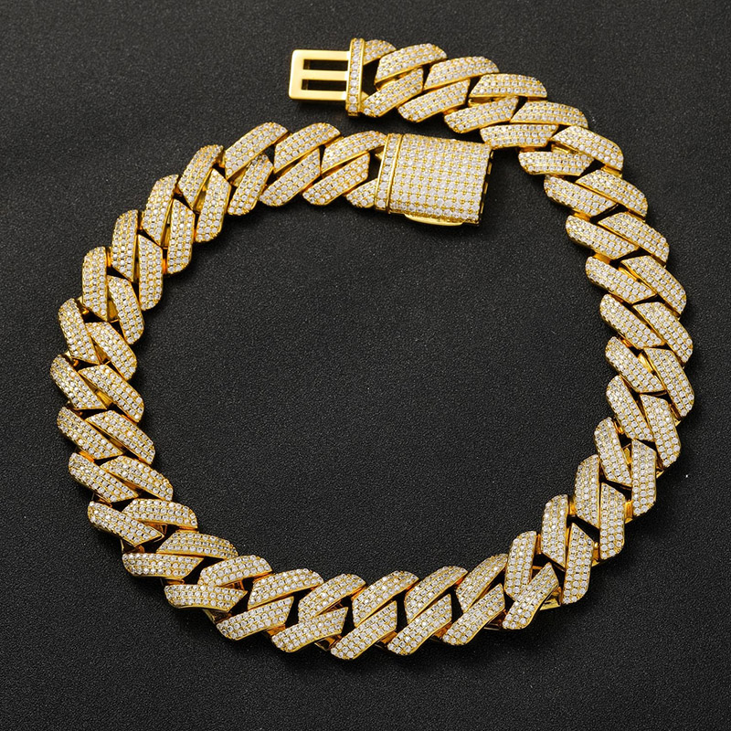 Iced Out Out 20mm 3-row Handset Cuban Chain Gold With Street Luxury Shine - Image 7