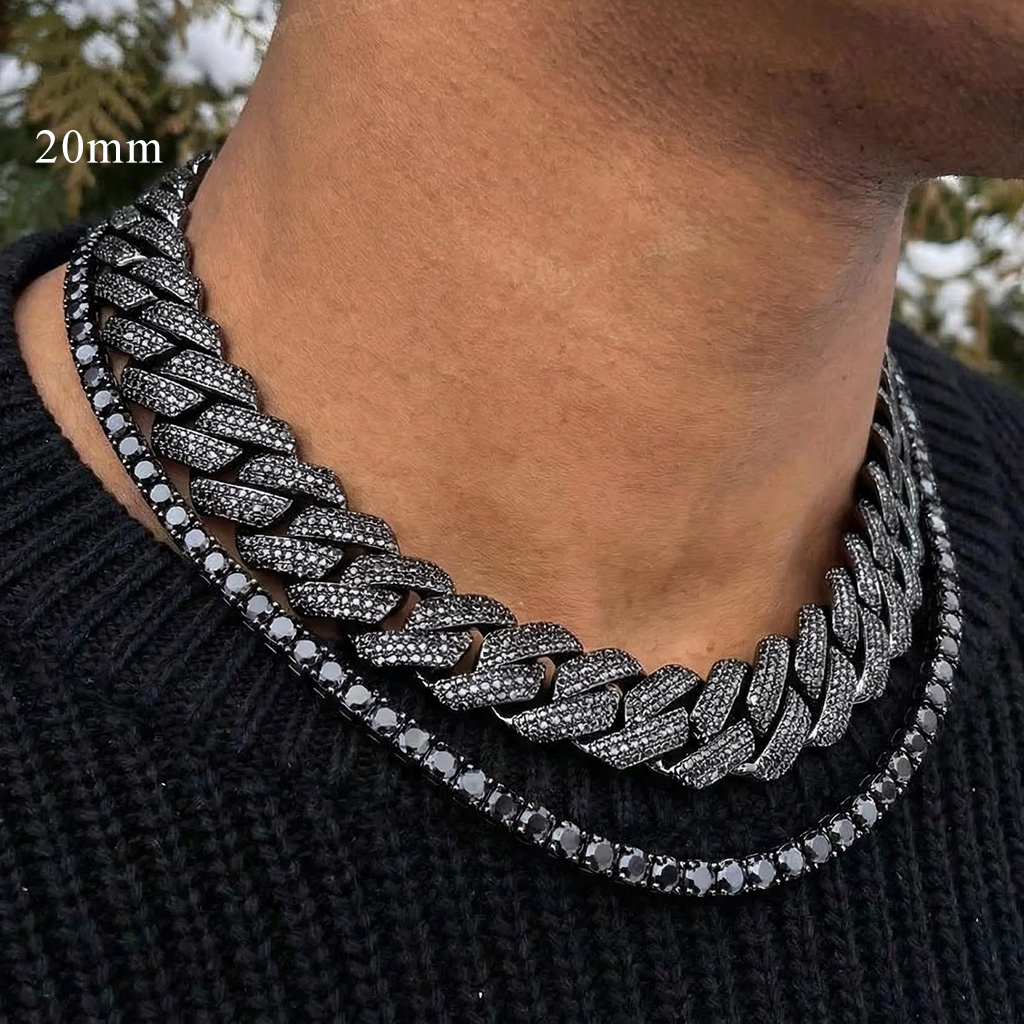 Street Luxury 10mm/13mm/15mm/20mm Iced Out Miami Cuban Chain In Black Gold - Image 3
