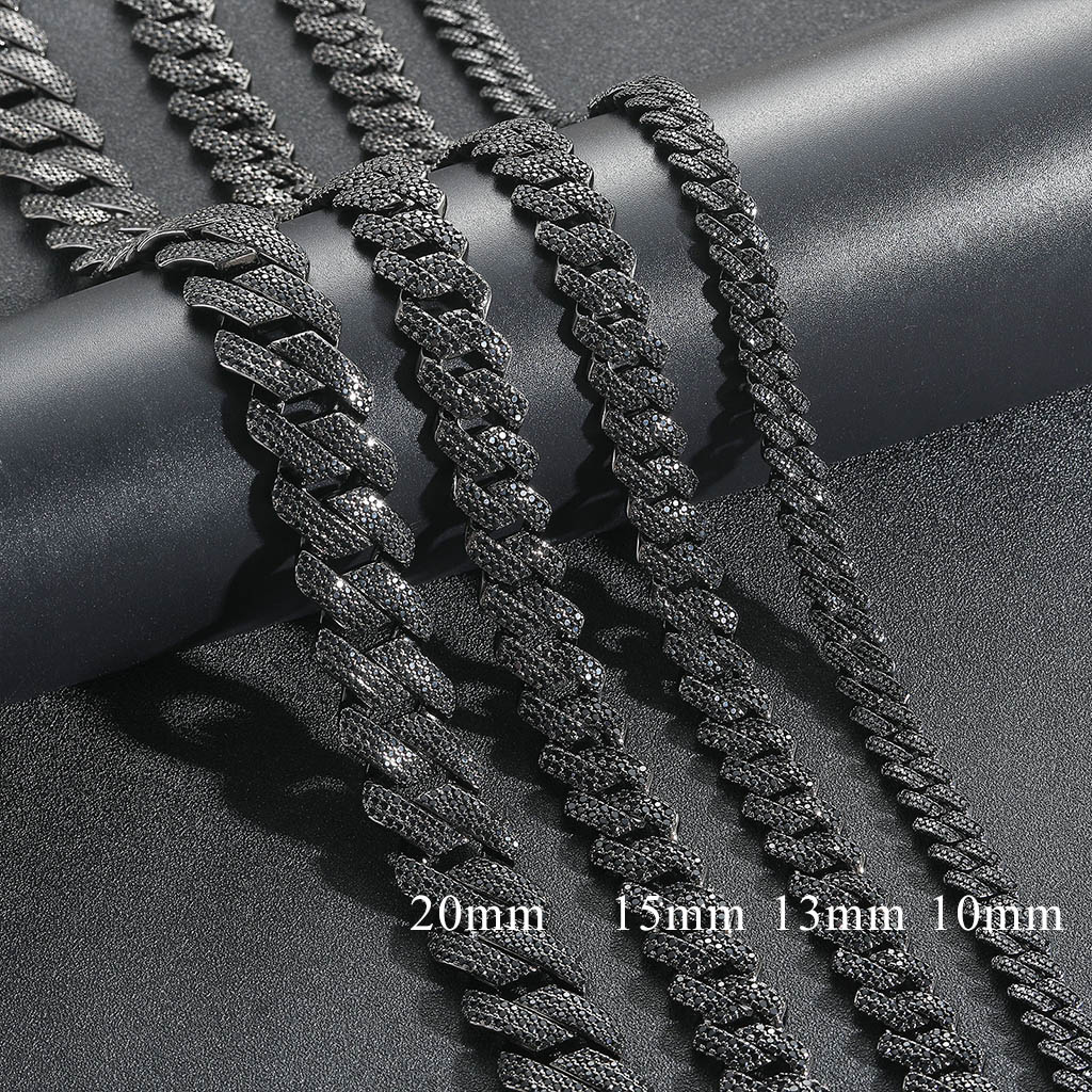 Street Luxury 10mm/13mm/15mm/20mm Iced Out Miami Cuban Chain In Black Gold - Image 5