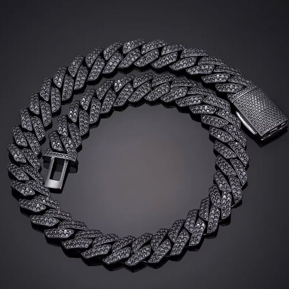 Street Luxury 10mm/13mm/15mm/20mm Iced Out Miami Cuban Chain In Black Gold