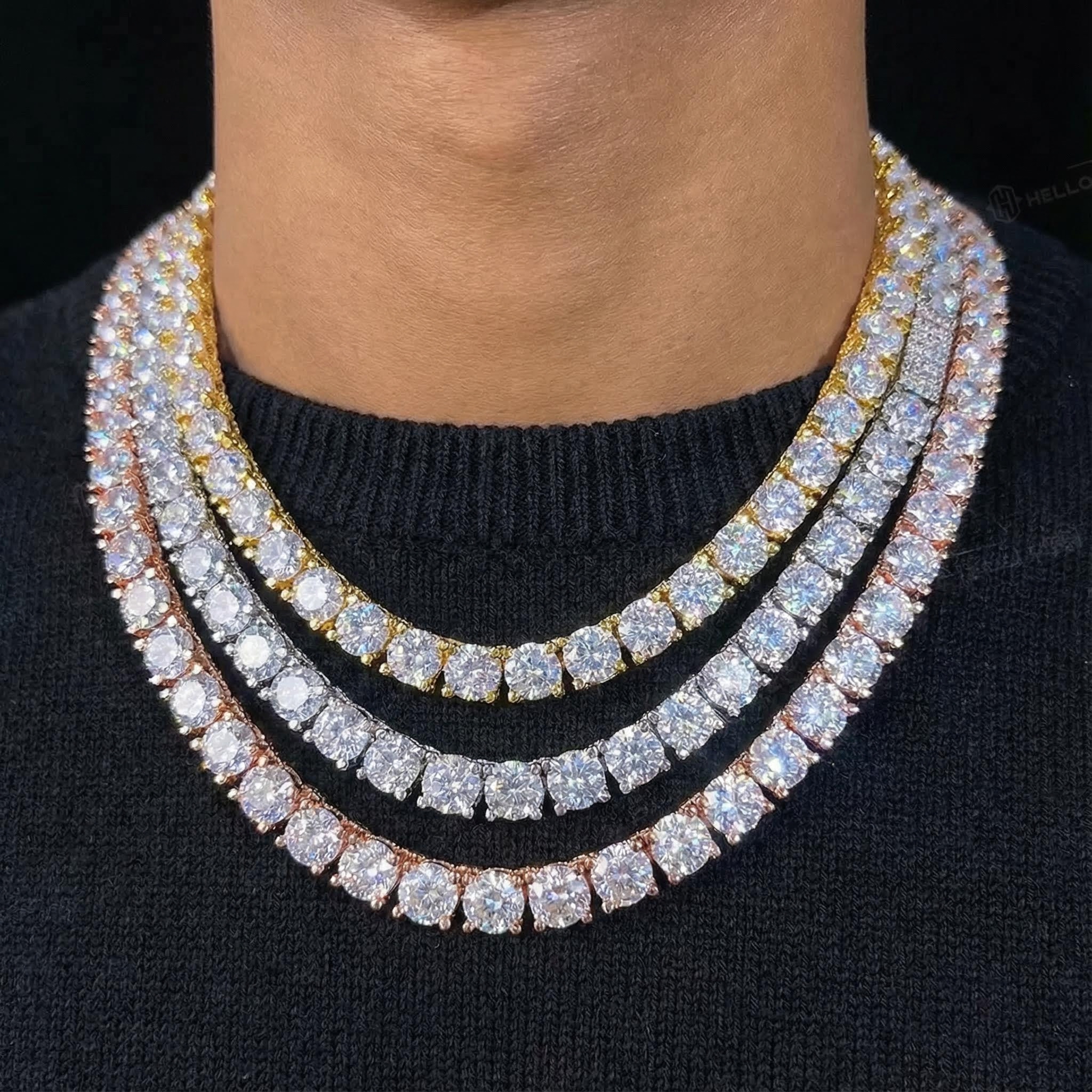 10mm Iced Out Out Side With Diamonds Tennis Chain With Street Luxury Shine - Image 3