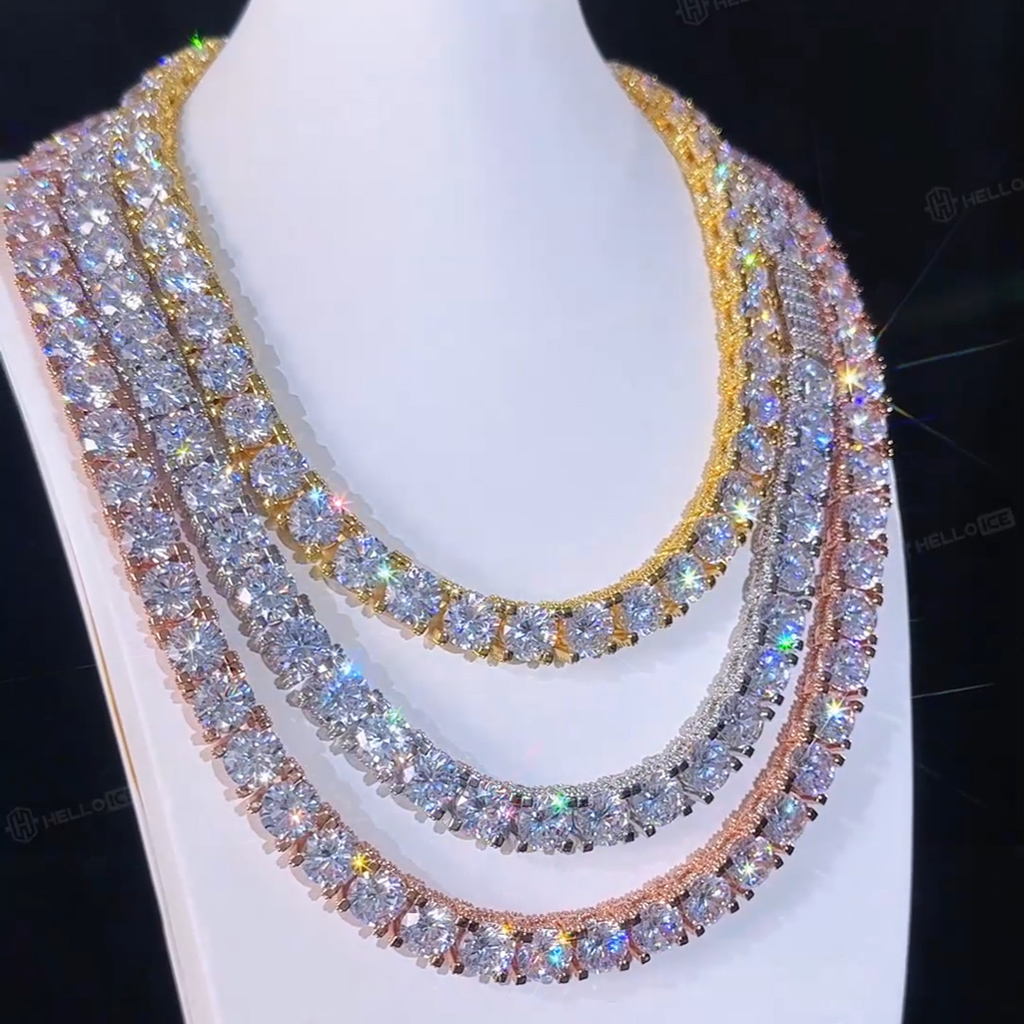 10mm Iced Out Out Side With Diamonds Tennis Chain With Street Luxury Shine - Image 5