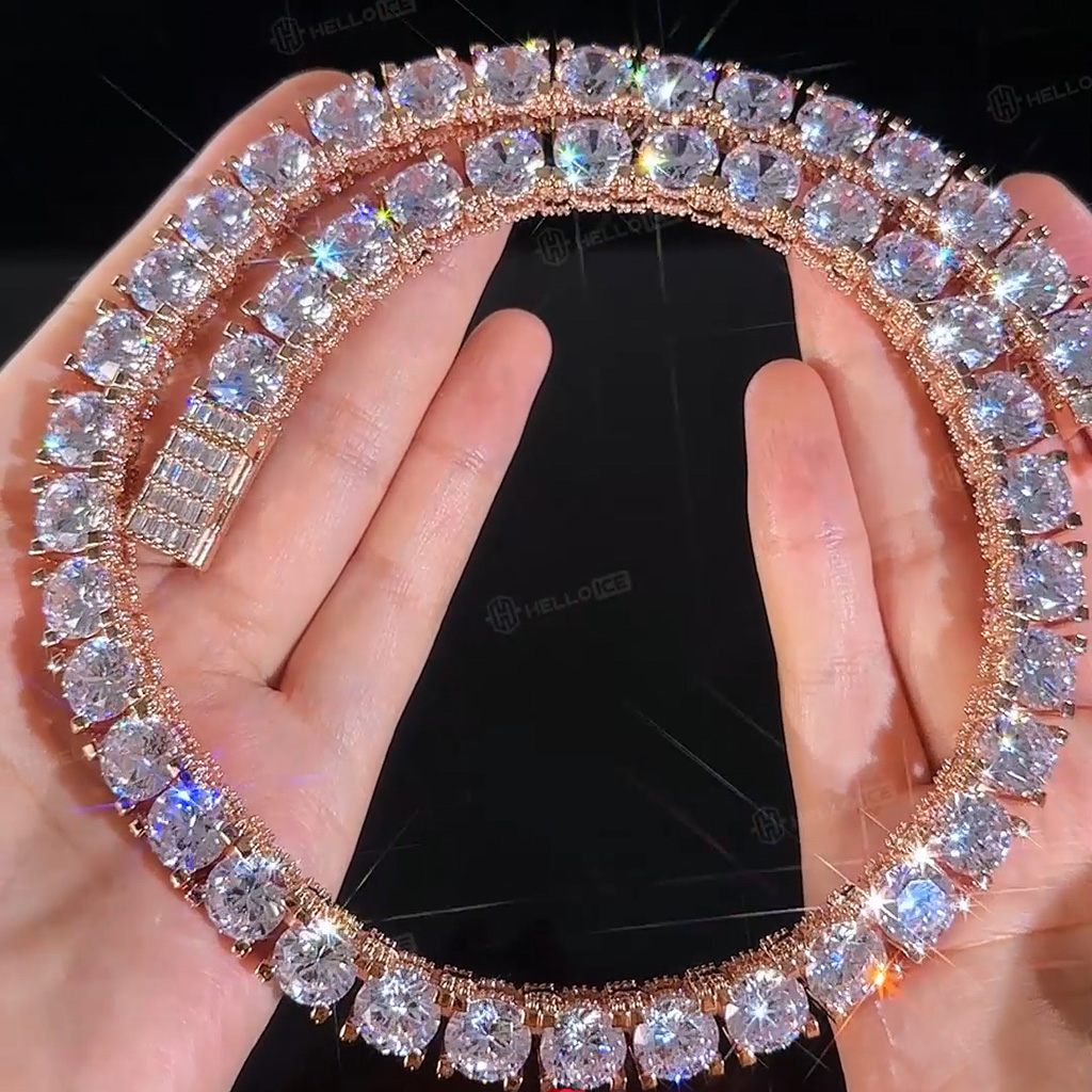 10mm Iced Out Out Side With Diamonds Tennis Chain With Street Luxury Shine - Image 6