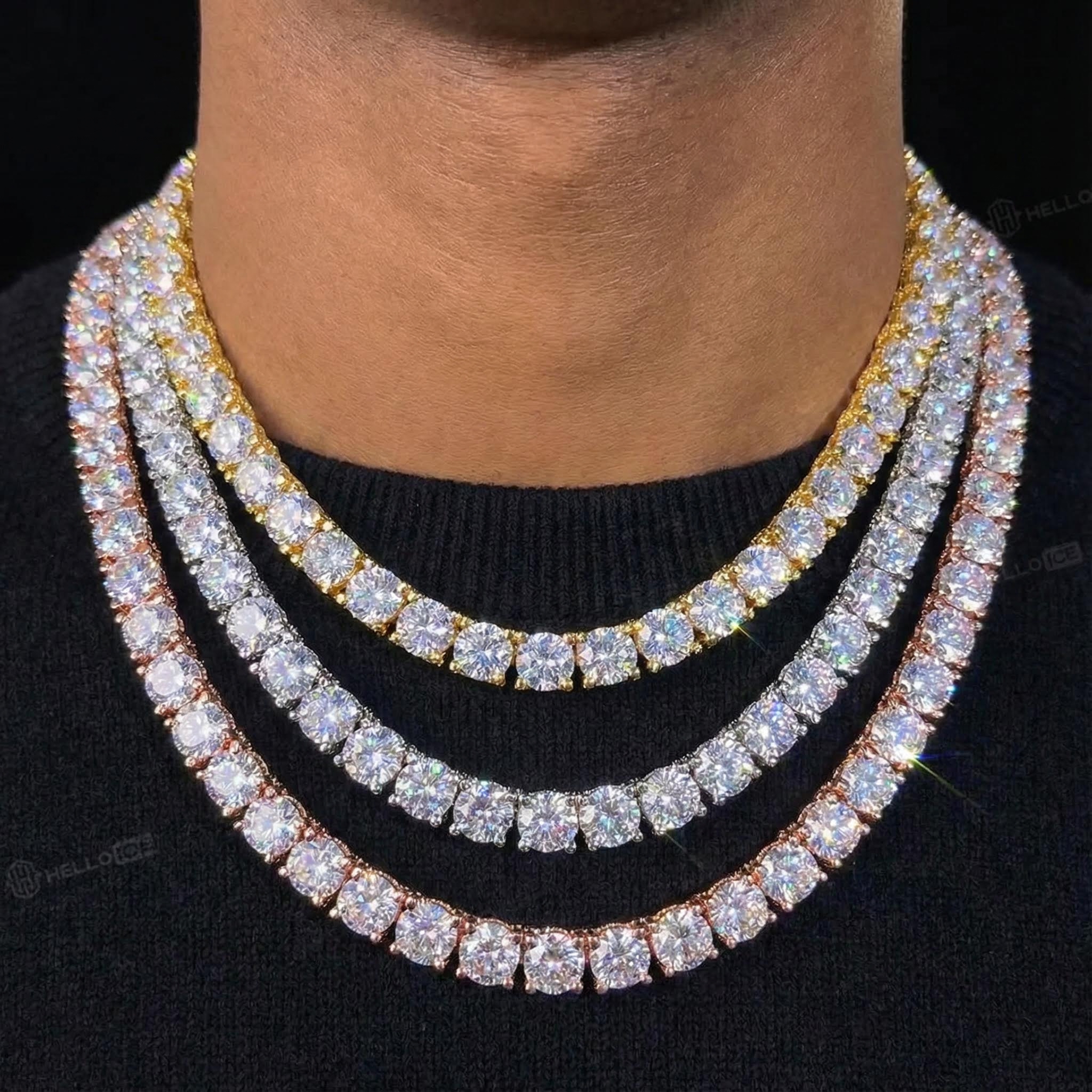 10mm Iced Out Out Side With Diamonds Tennis Chain With Street Luxury Shine - Image 8