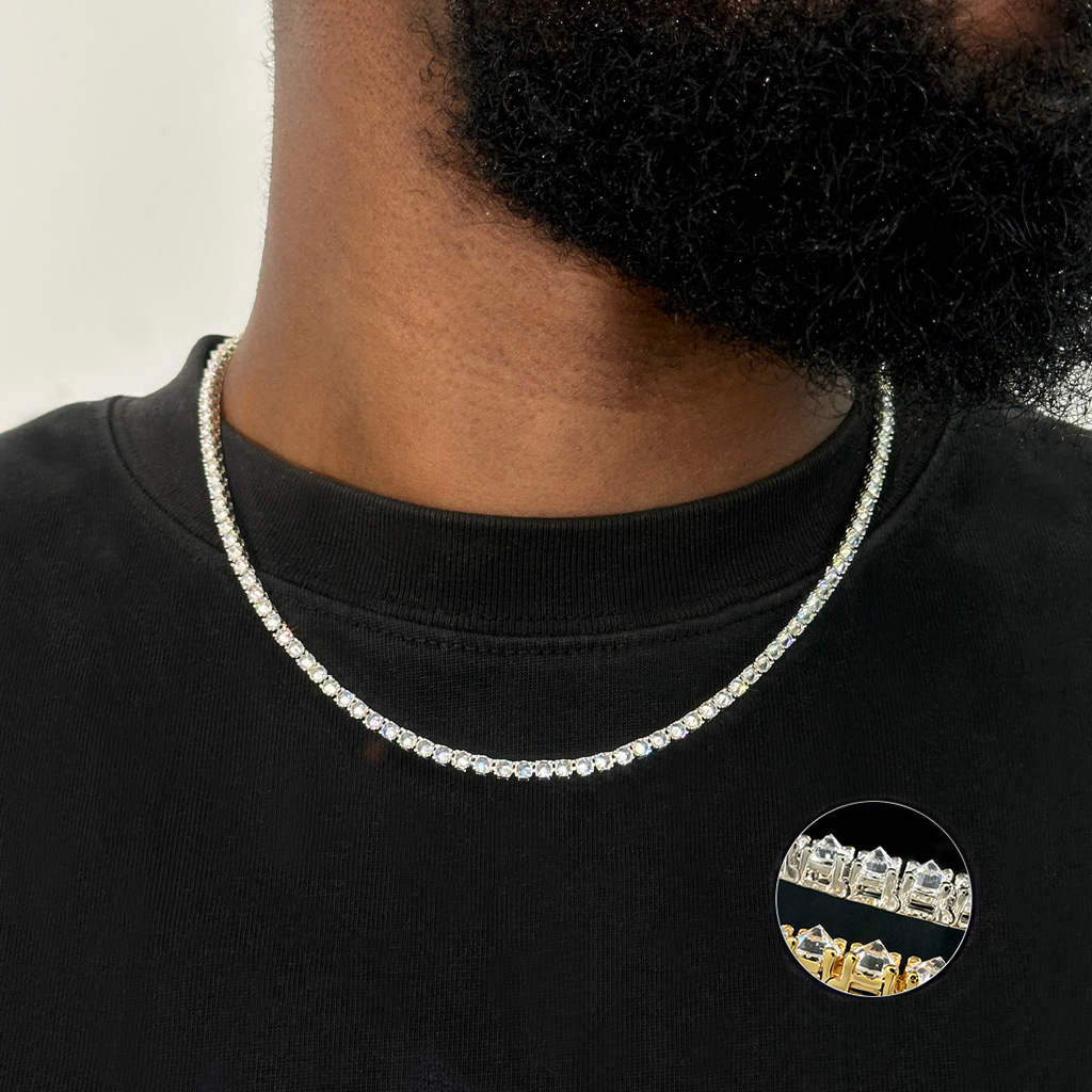 3mm Inverted Setting Tennis Chain Iced Out Shine With Street Luxury