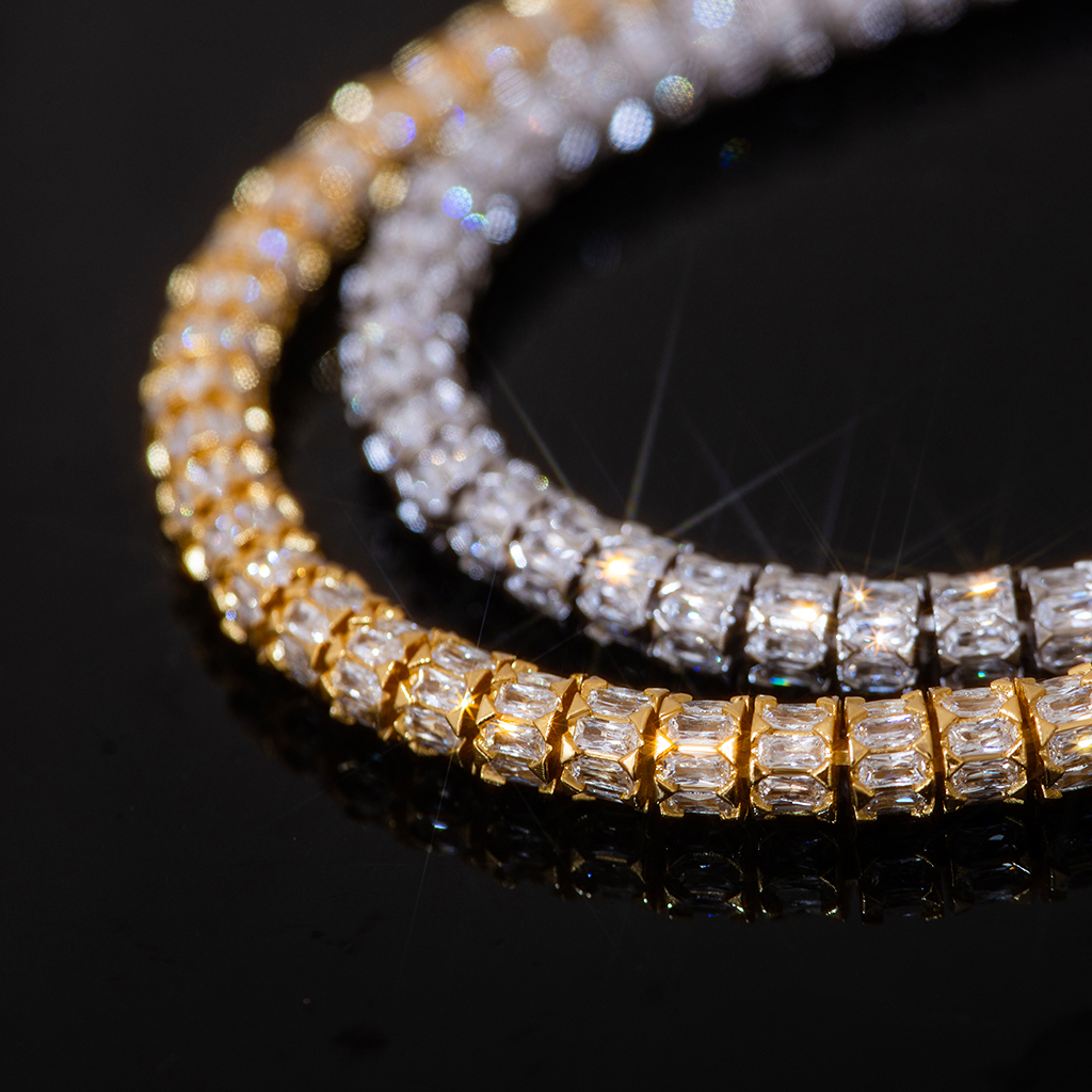 7mm Iced Out Out Baguette Fully Paved Snake Chain With Street Luxury Shine