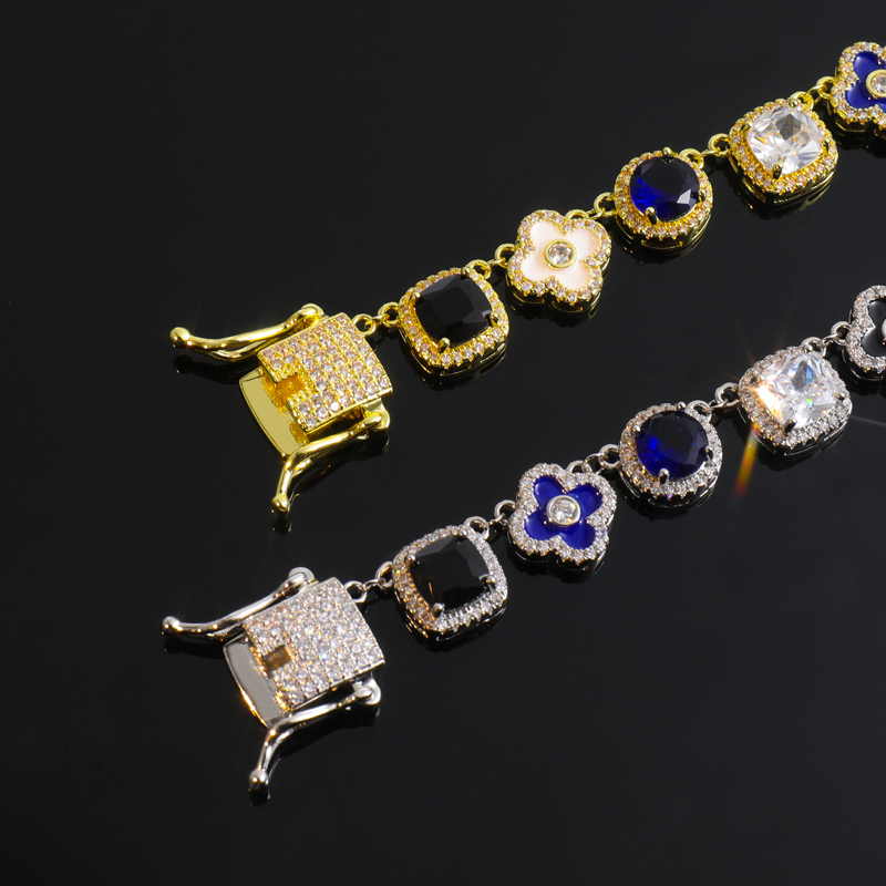 Multicolored Gemstones Geometric Flowers Necklace With Street Luxury Shine - Image 6