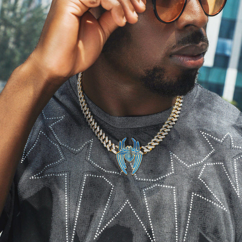 Iced Out Out 12mm Cuban Spider Necklace Silver With Street Luxury Shine - Image 6