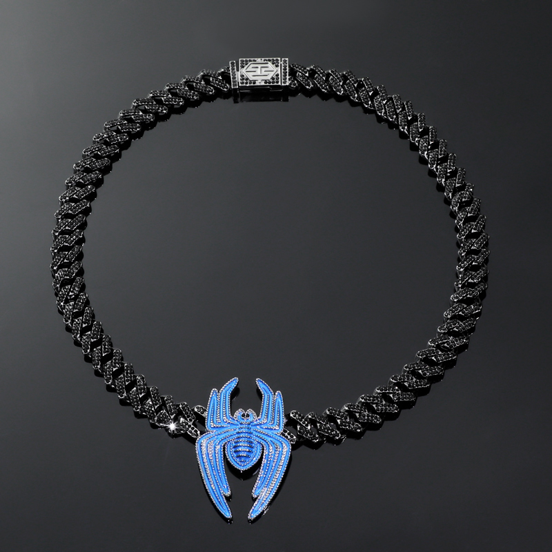 Iced Out Out 12mm Cuban Spider Necklace Silver With Street Luxury Shine - Image 7
