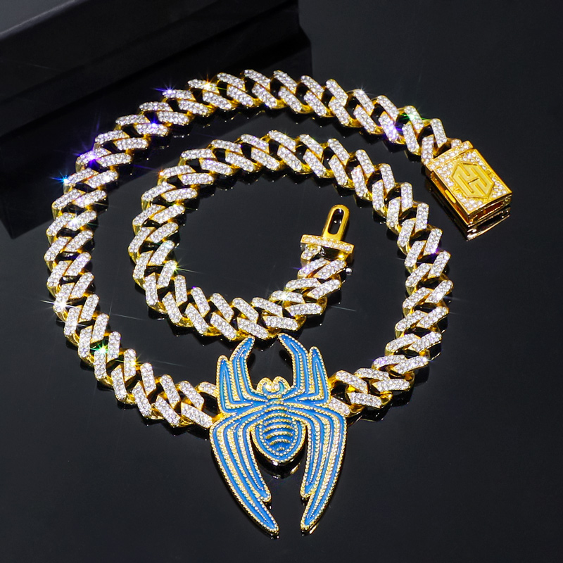 Iced Out Out 12mm Cuban Spider Necklace Silver With Street Luxury Shine - Image 8