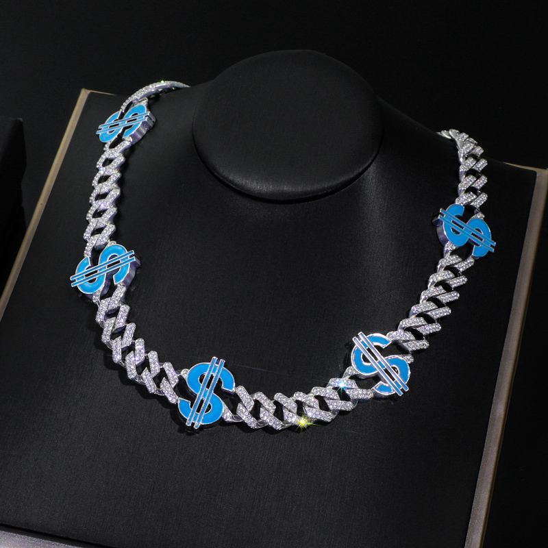Iced Out Out 12mm Cuban Dollar $ Necklace Gold With Street Luxury Shine - Image 4