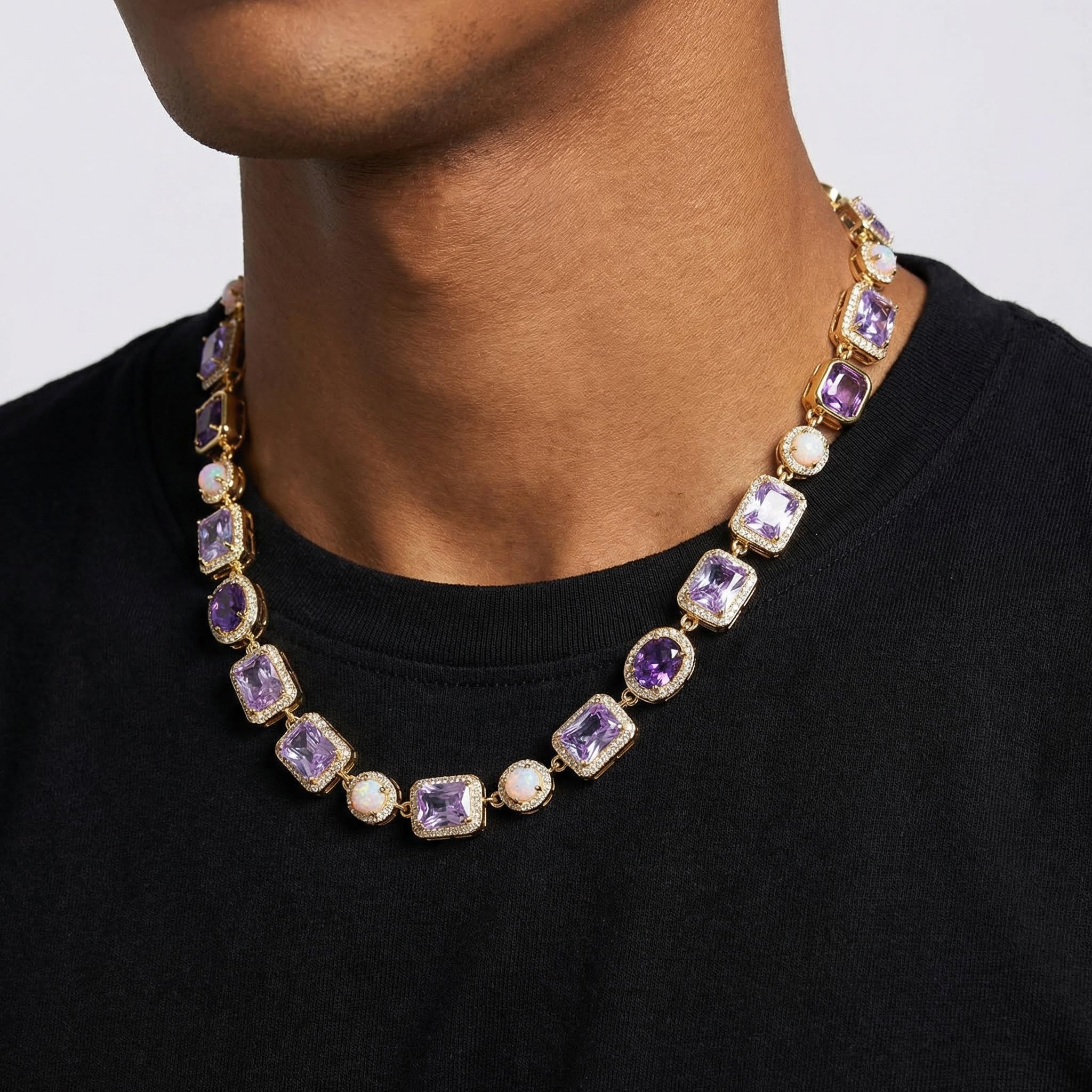 10mm Purple Geometric Gemstone Necklace Silver With Street Luxury Shine - Image 4