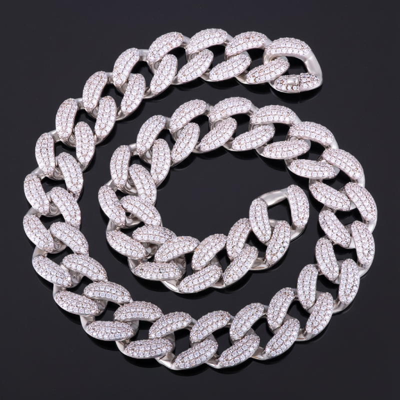 Street Luxury 16mm Iced Out Out Hidden Lock Cuban Chain In White Gold - Image 4