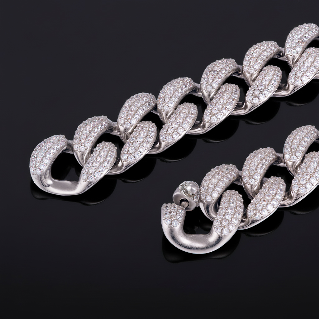 Street Luxury 16mm Iced Out Out Hidden Lock Cuban Chain In White Gold - Image 6