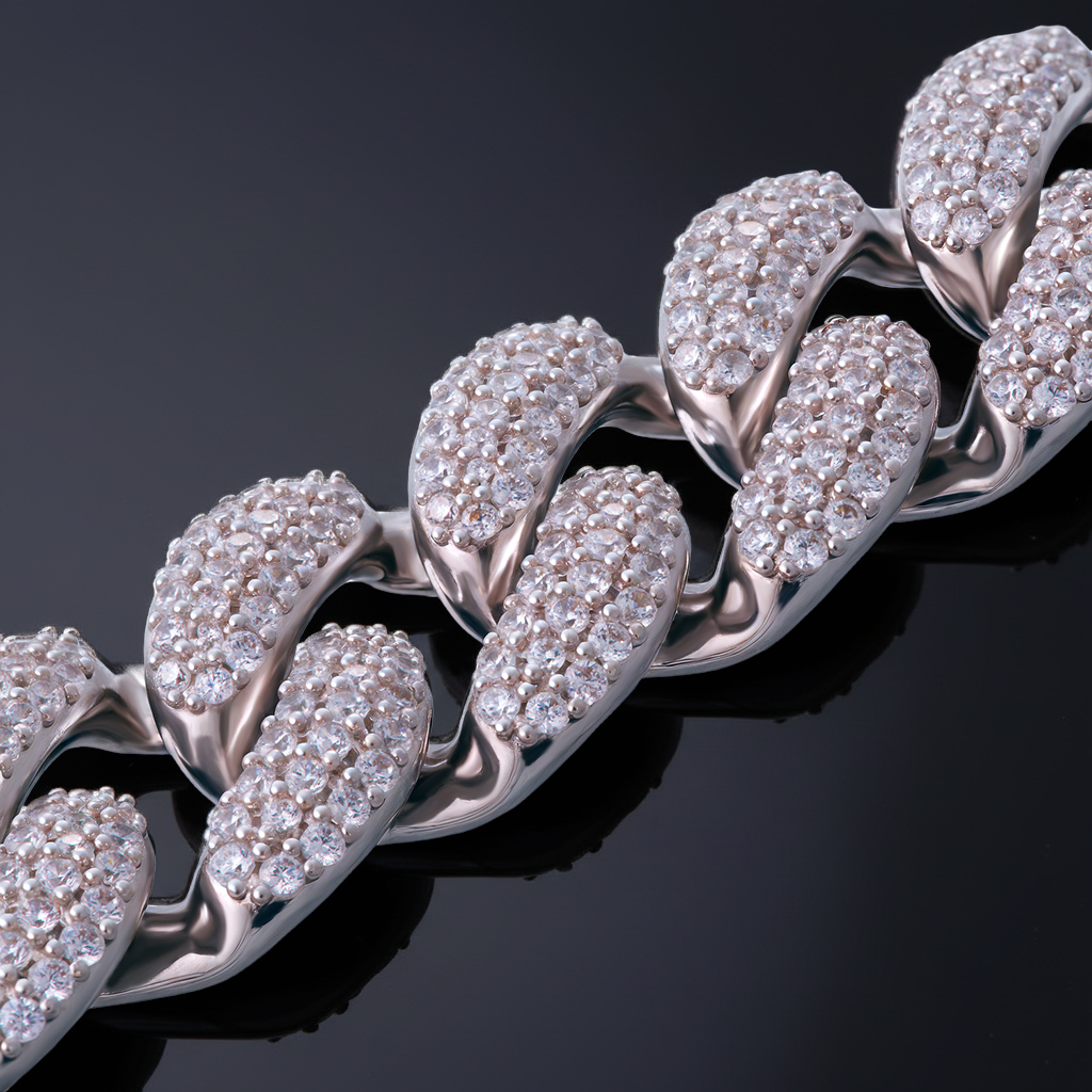 Street Luxury 16mm Iced Out Out Hidden Lock Cuban Chain In White Gold - Image 7