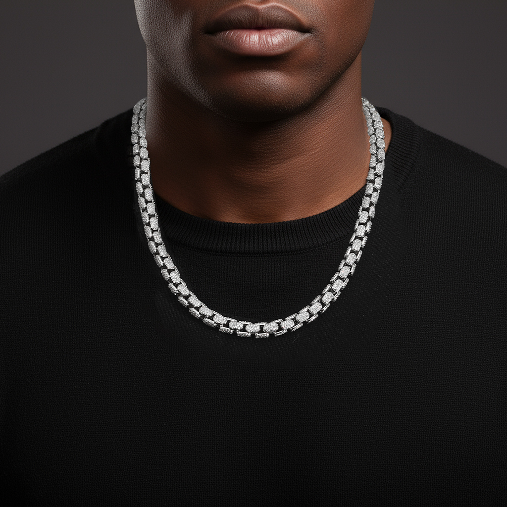 8mm Iced Out Out Round Box Chain Silver With Street Luxury Shine - Image 3