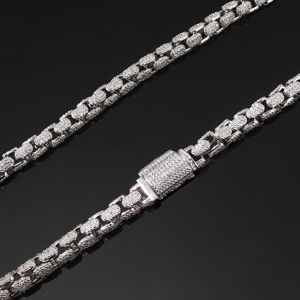8mm Iced Out Out Round Box Chain Silver With Street Luxury Shine - Image 4