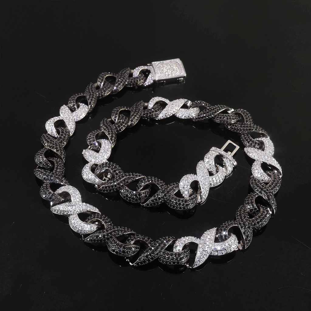Iced Out Out Black & White Infinity Link Chain With Street Luxury Shine - Image 3