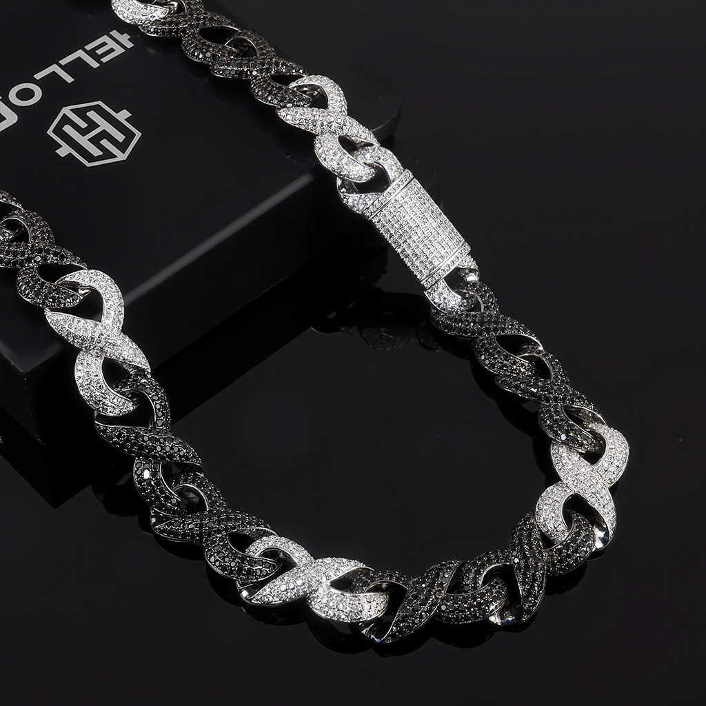Iced Out Out Black & White Infinity Link Chain With Street Luxury Shine - Image 5