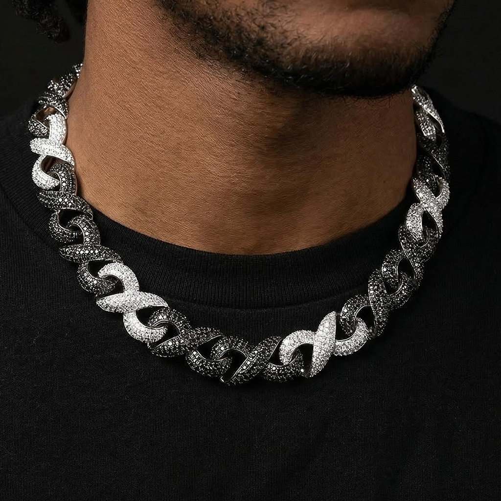 Iced Out Out Black & White Infinity Link Chain With Street Luxury Shine