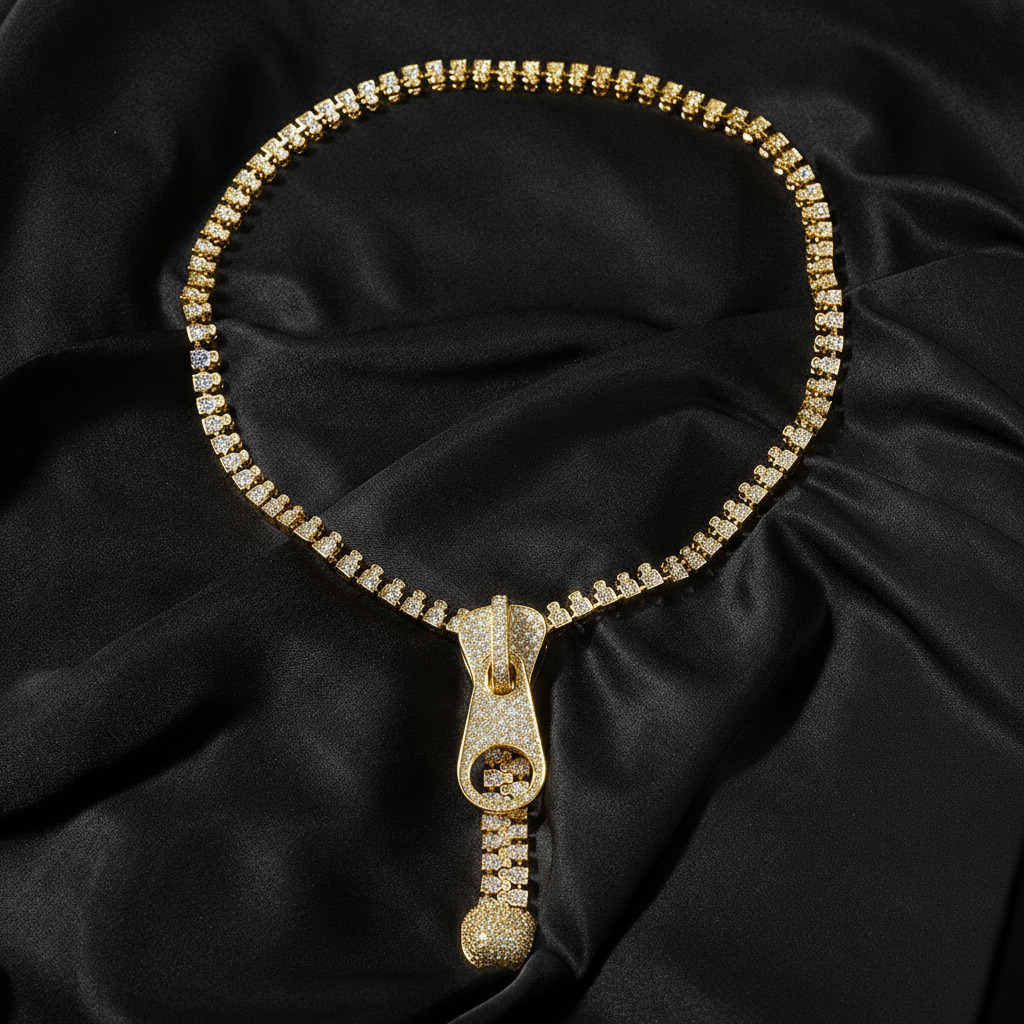 7mm Ice Out Hop Hip Bling Collar Zipper Chain Necklace Silver - Image 7