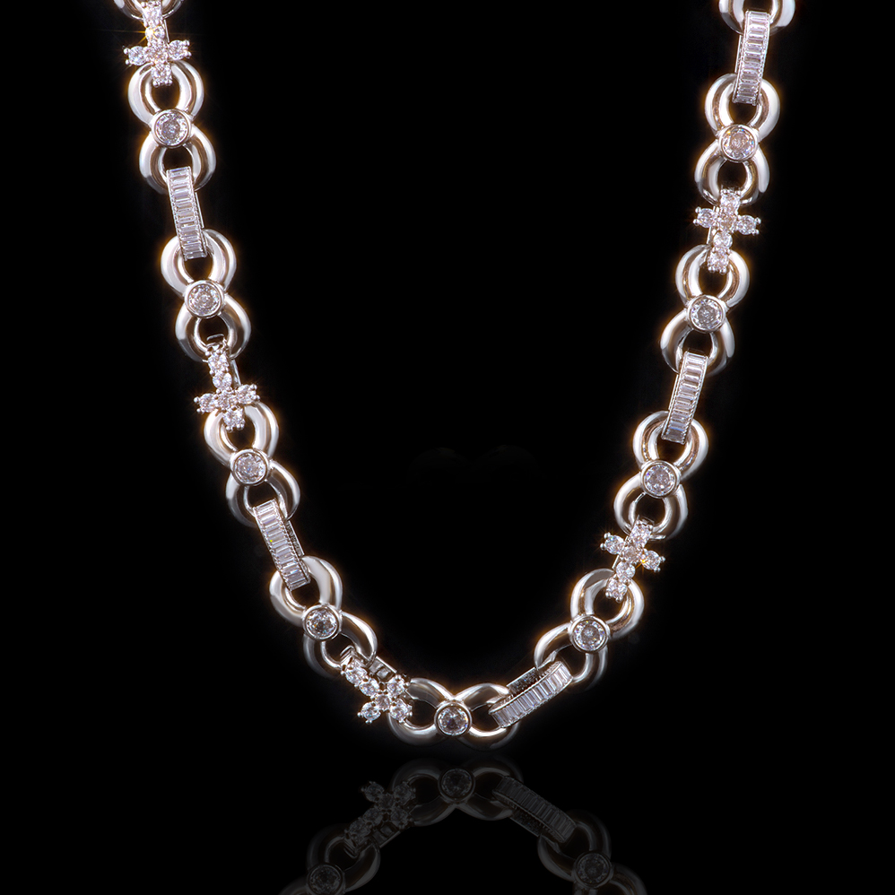 Iced Out Out 12mm Baguette Cut Infinite Cross Chain With Bold Premium Edge - Image 3