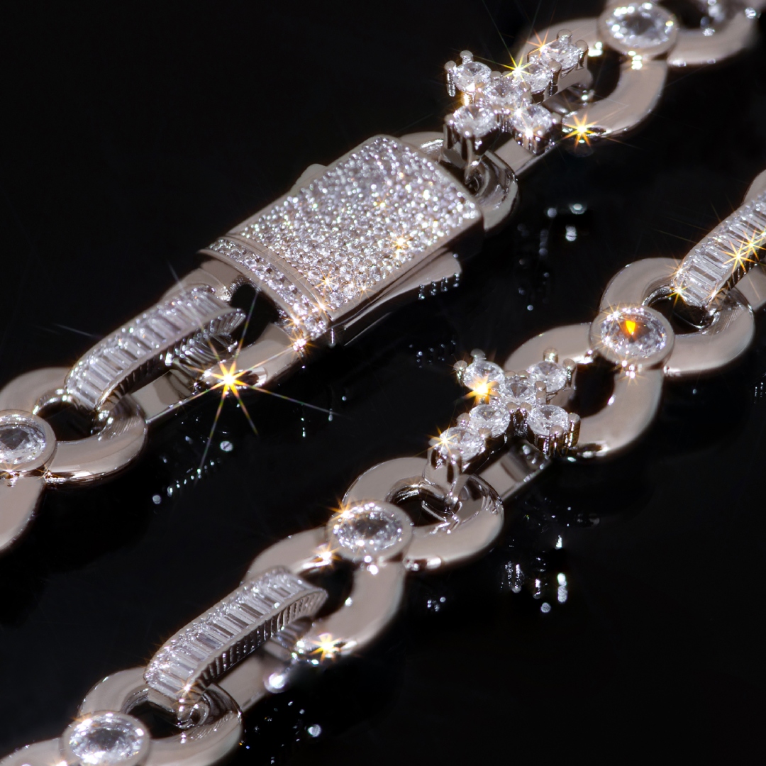 Iced Out Out 12mm Baguette Cut Infinite Cross Chain With Bold Premium Edge - Image 6
