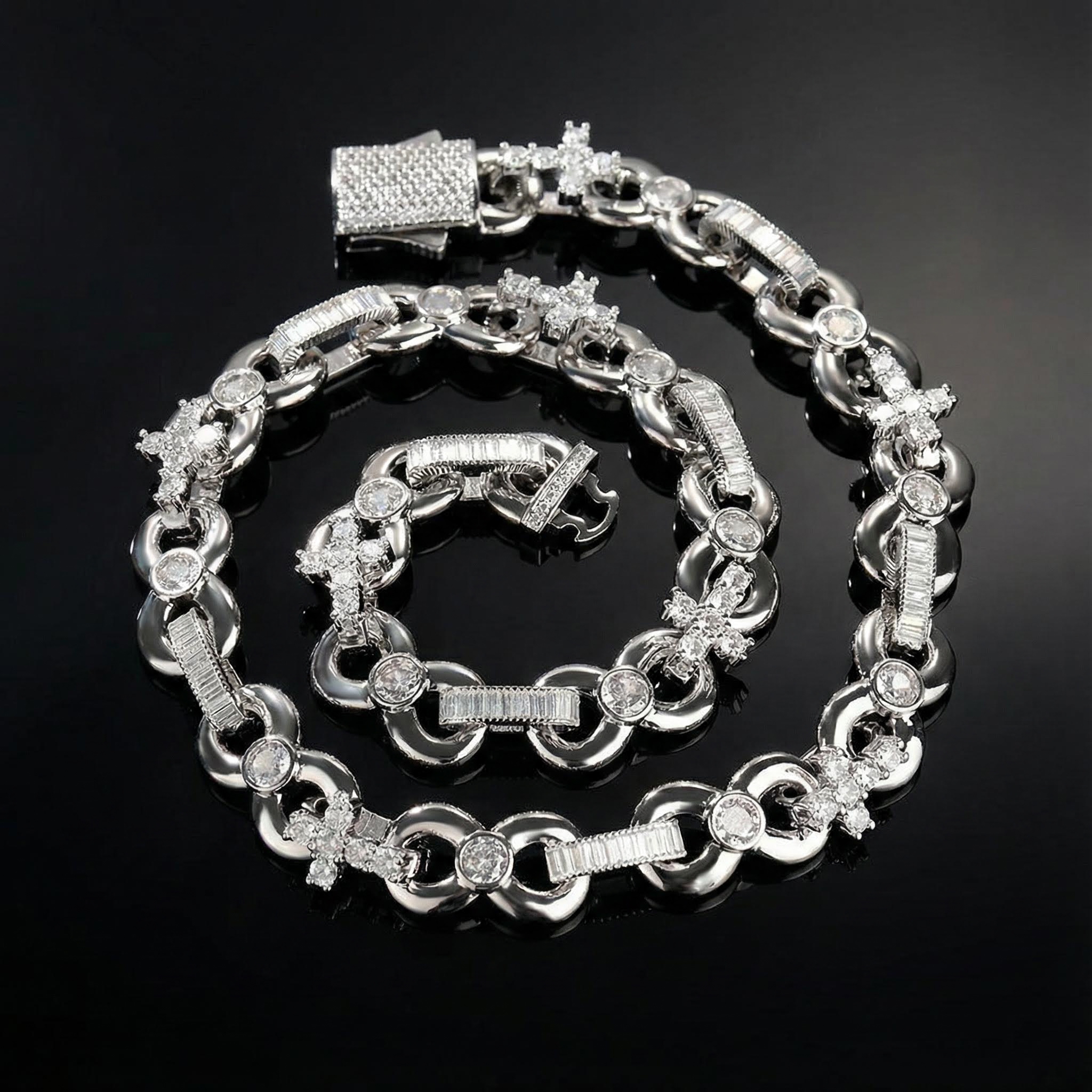 Iced Out Out 12mm Baguette Cut Infinite Cross Chain With Bold Premium Edge - Image 7