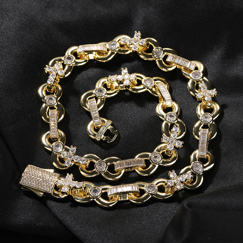 Iced Out Out 12mm Baguette Cut Infinite Cross Chain With Bold Premium Edge - Image 8