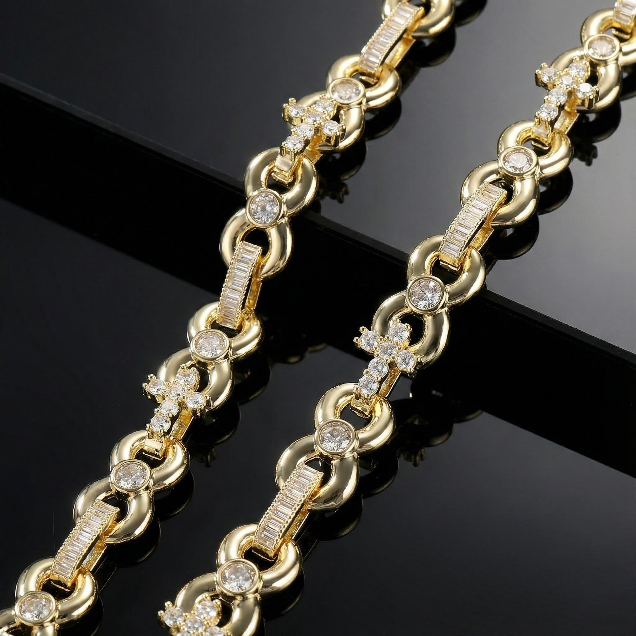 Iced Out Out 12mm Baguette Cut Infinite Cross Chain With Bold Premium Edge - Image 9