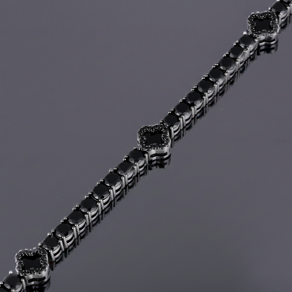 Iced Out Out Black Four Leaf Clover Tennis Chain With Street Luxury Shine - Image 6