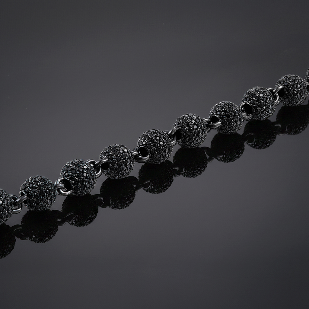 8mm Iced Out Beads Chain With Black Gold Plated With Street Luxury Shine - Image 5