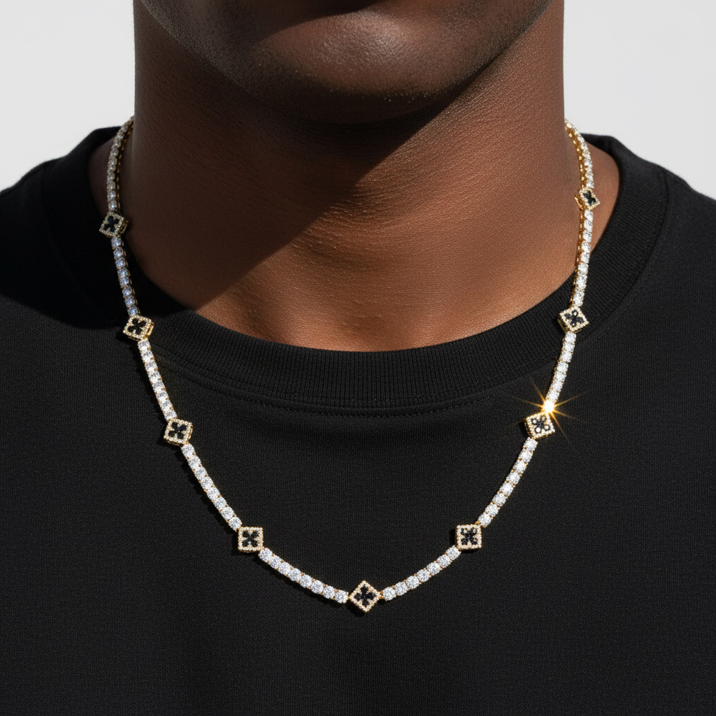 Iced Out Out Four Leaf Clover Tennis Chain Silver With Street Luxury Shine