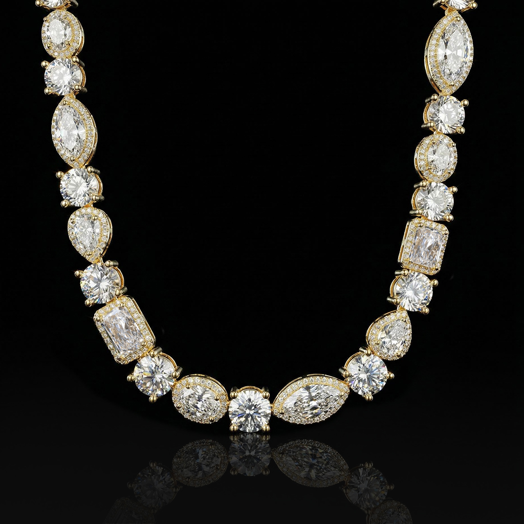 10mm Iced Out Out Multi Shaped Diamond Chain Gold With Street Luxury Shine - Image 5